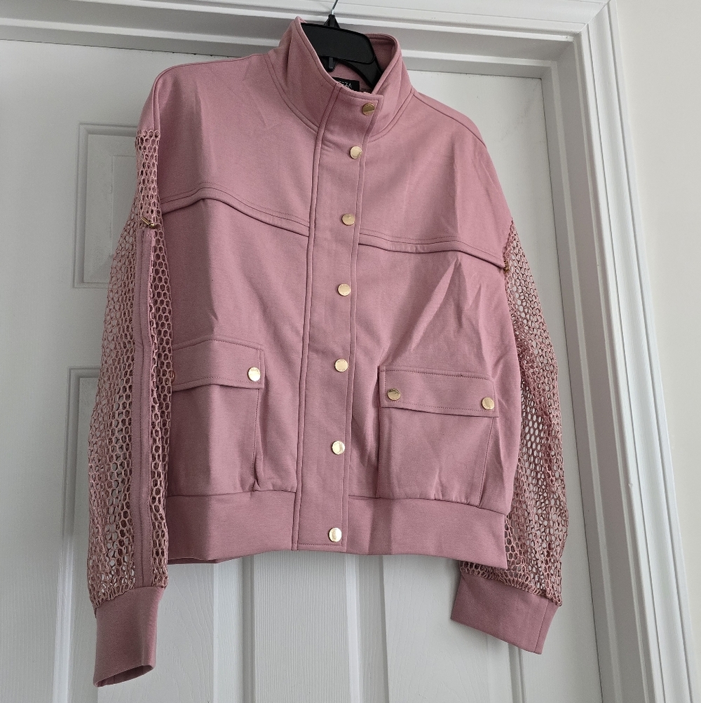 Aleeza Paris Ash Mesh Sleeve Bomber